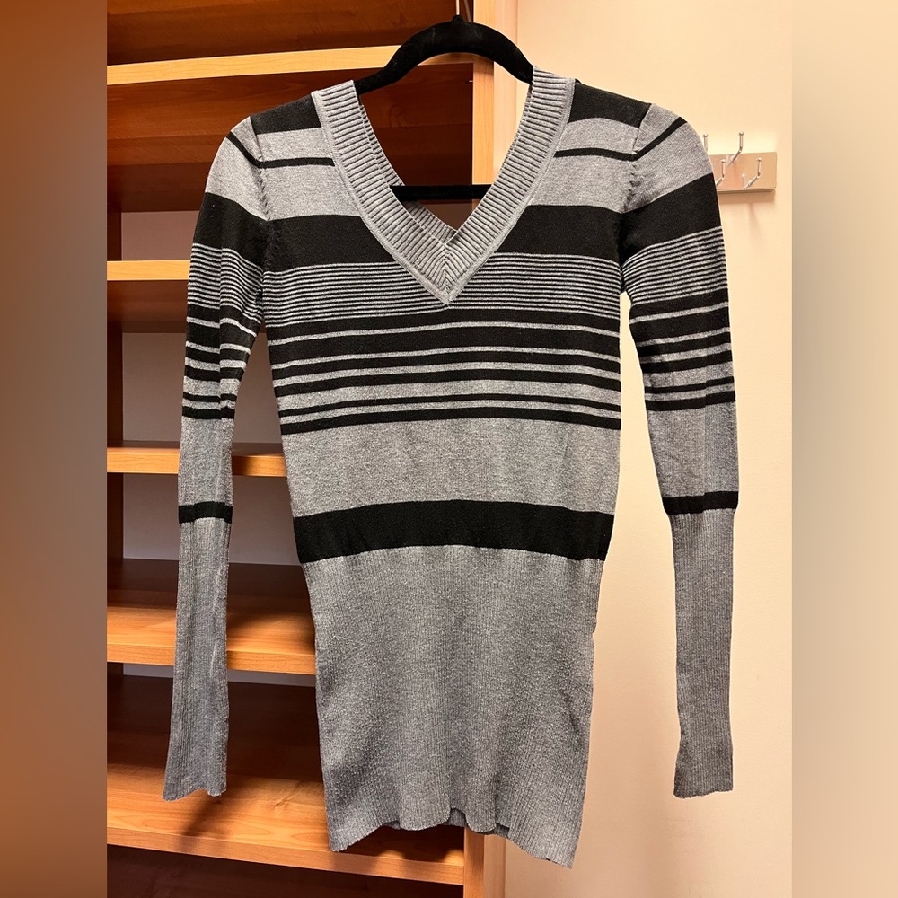 Black and grey sweater dress, Brand: Poof, unknown size, likely small